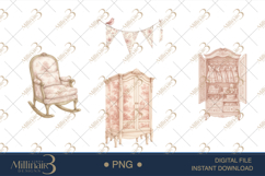 Pink Toile Baby Clipart PNG Product Image 1