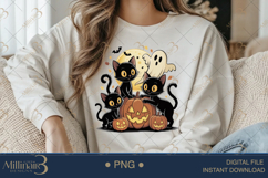 Retro Halloween Cat and Pumpkin PNG | Nostalgic Clipart Desi Product Image 4