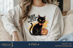 Halloween Black Cat Social Club PNG | Halloween Sublimation Product Image 3