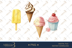Watercolor Ice Cream Clipart Product Image 1