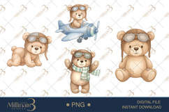 Aviator Flying Teddy Bear Clipart Product Image 1