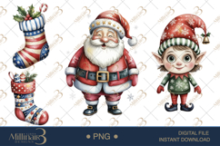 Whimsical Christmas Clipart Watercolor PNG Product Image 1