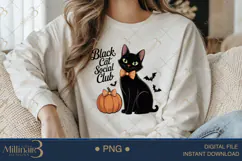 Black Cat Social Club PNG | Halloween Sublimation Design Product Image 3