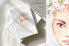 Watercolor Spring Muse Portrait PNG Product Image 1