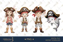 Pirate Kids Ocean Clipart for Playful Sea Adventures Product Image 1
