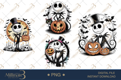 Cute Halloween Skeleton with Pumpkins Spooky Jack PNG Product Image 1