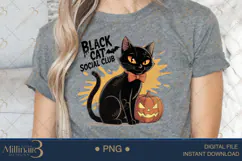 Halloween Black Cat Social Club PNG | Halloween Sublimation Product Image 4