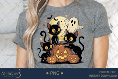 Retro Halloween Cat and Pumpkin PNG | Nostalgic Clipart Desi Product Image 5