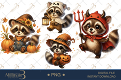 Watercolor spooky Halloween raccoon clipart Product Image 1