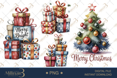 Whimsical Christmas Clipart Watercolor PNG Product Image 1