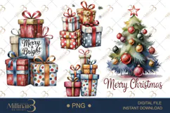 Whimsical Christmas Clipart Watercolor PNG Product Image 1
