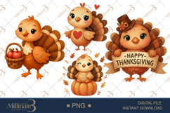 Cute Turkey Thanksgiving Clipart | Cozy Autumn Graphics Product Image 1