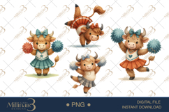 Cute Highland Cow Cheerleader Clipart Product Image 1