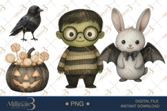 Watercolor Cute Halloween Clipart | Adorable Fall Graphics Product Image 1