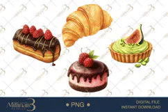 Watercolor French Patisserie Clipart Product Image 1