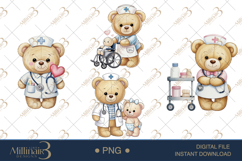 Cute Bear Nurse Watercolor Clipart PNG Product Image 1