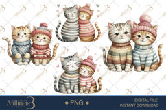 Couple Cat Christmas Watercolor Clipart | Romantic PNGs Product Image 1