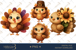 Cute Turkey Thanksgiving Clipart | Cozy Autumn Graphics Product Image 1