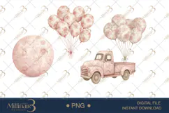 Pink Toile Baby Clipart PNG Product Image 1