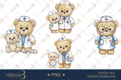 Cute Bear Nurse Watercolor Clipart PNG Product Image 1