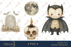 Watercolor Cute Halloween Clipart | Adorable Fall Graphics Product Image 1