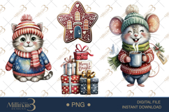 Whimsical Christmas Clipart Watercolor PNG Product Image 1