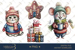 Whimsical Christmas Clipart Watercolor PNG Product Image 1