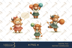 Cute Highland Cow Cheerleader Clipart Product Image 1