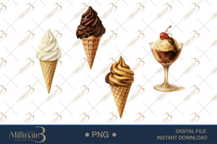 Watercolor Ice Cream Clipart Product Image 1
