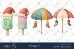 Groovy Summer Christmas Retro Clipart | Christmas in July Product Image 1