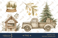 Watercolour Rustic Christmas Clipart | Christmas Warm Color Product Image 1