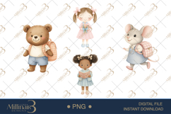 Cute Kids and Animals Blac To School Clipart Product Image 1