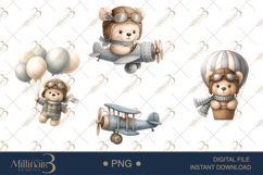 Aviator Flying Teddy Bear Clipart Product Image 1