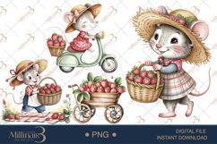 Strawberry Mice Watercolor Clipart Product Image 1