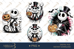 Cute Halloween Skeleton with Pumpkins Spooky Jack PNG Product Image 1