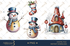 Whimsical Christmas Clipart Watercolor PNG Product Image 1