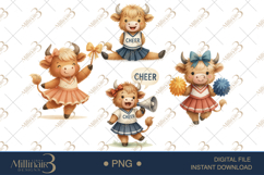 Cute Highland Cow Cheerleader Clipart Product Image 1