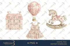 Pink Toile Baby Clipart PNG Product Image 1