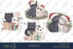 Watercolor Cat Couple Christmas PNG | Romantic Holiday Cats Product Image 1