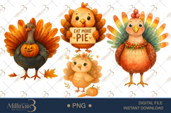 Cute Turkey Thanksgiving Clipart | Cozy Autumn Graphics Product Image 1