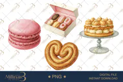 Watercolor French Patisserie Clipart Product Image 1