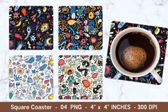 Doodle Square Coasters | Square Coaster Png Product Image 1