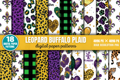 Leopard Buffalo Plaid Mardi Digital Paper Bundle PNG Product Image 1