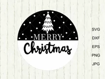 Scandinavian Christmas door hanger svg, Merry Christmas sign Product Image 2