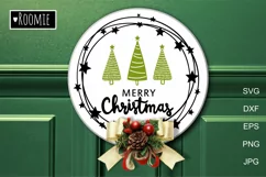 Scandinavian Christmas door hanger svg, Merry Christmas sign Product Image 2