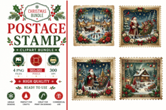 Vintage Christmas Postage Stamp,Christmas Sublimation Product Image 1