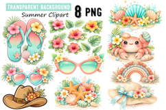 Adorable Summer Clipart Png, Flamingo, Birds &amp; Ice Cream P Product Image 1