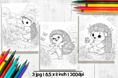 Summer Coloring Pages, Hedgehog coloring pages Product Image 1