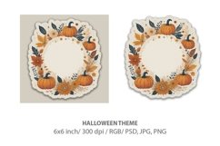 Halloween cat, flowers, pumpkins and witch, sticker Product Image 4