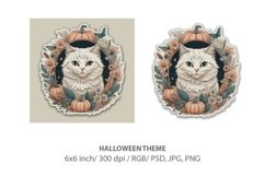 Halloween cat, flowers, pumpkins and witch, sticker Product Image 5